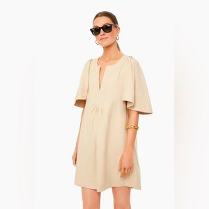Khaki Finley Flutter Sleeve Dress